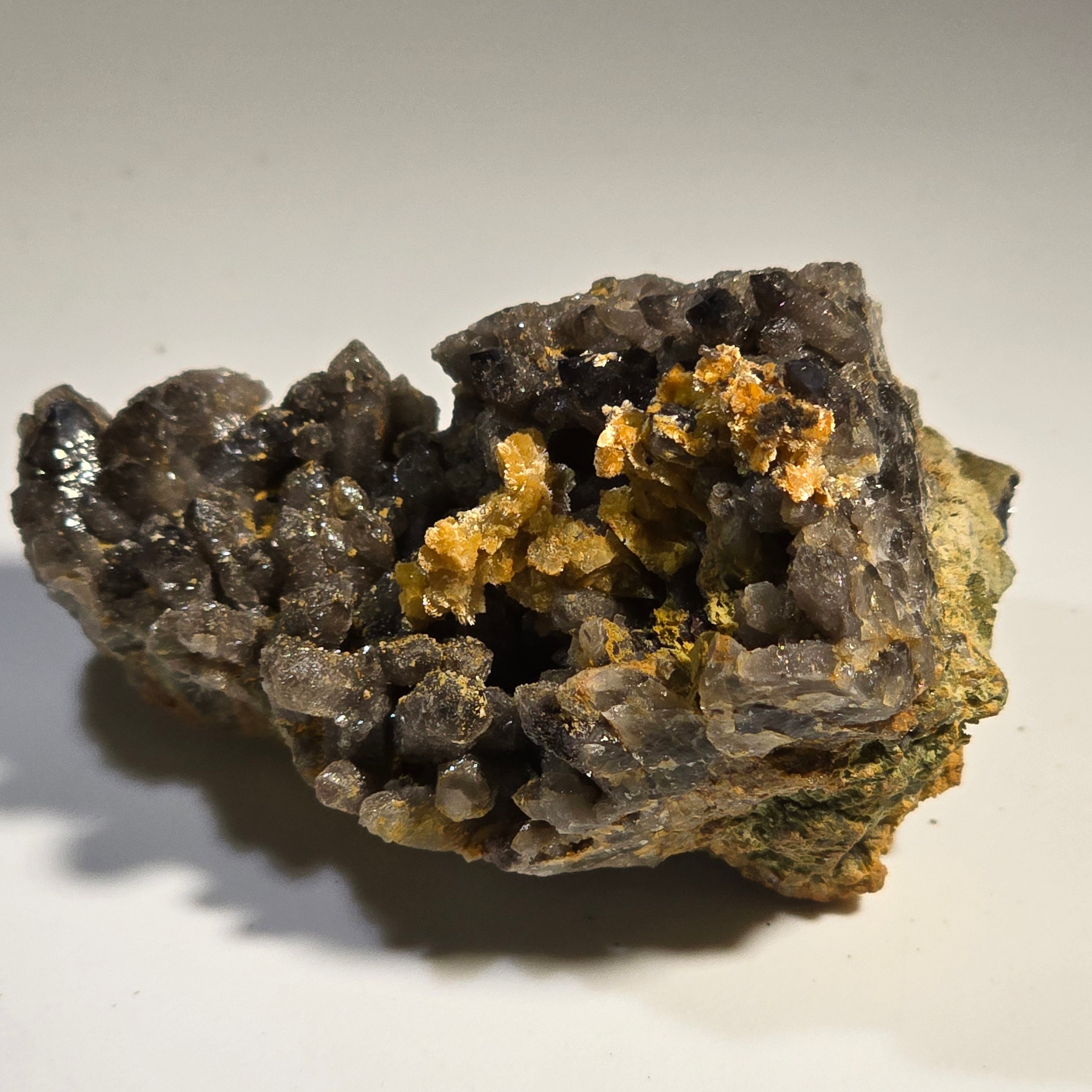 STOLZITE ON QUARTZ (small cabinet), KARA MINE, HAMPSHIRE, TASMANIA (ONLY SPECIMEN KNOWN)