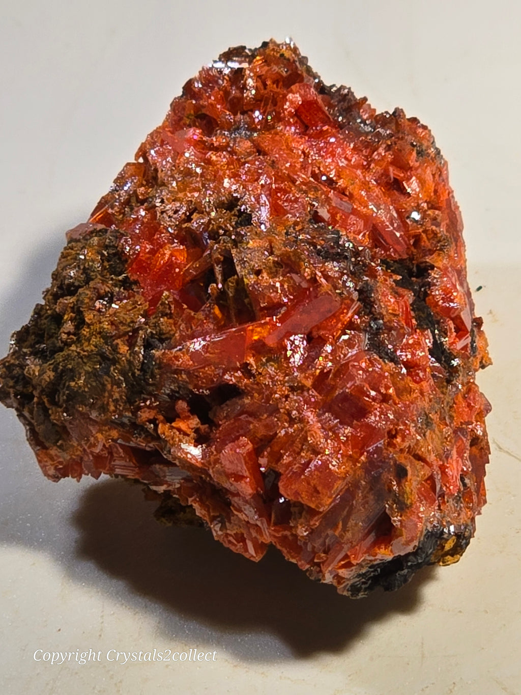CROCOITE (MINIATURE),  RED LEAD MINE, TASMANIA
