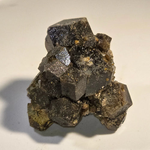 Magnetite crystal cluster with metallic luster, natural mineral specimen for collectors