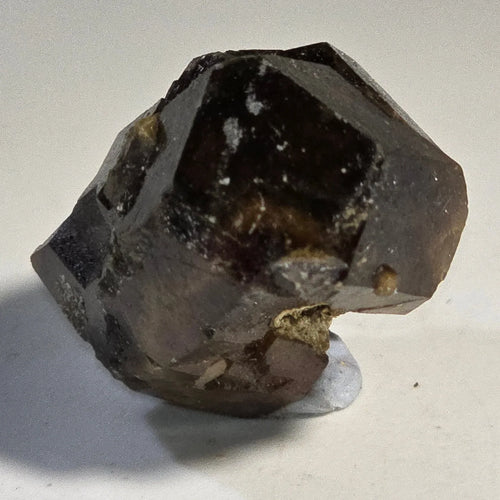 Fluorite crystal specimen with cubic form and purple-brown zoning, natural mineral for collectors