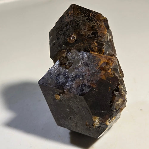 Fluorite crystal specimen with cubic formation and purple-brown hues, natural mineral for collectors