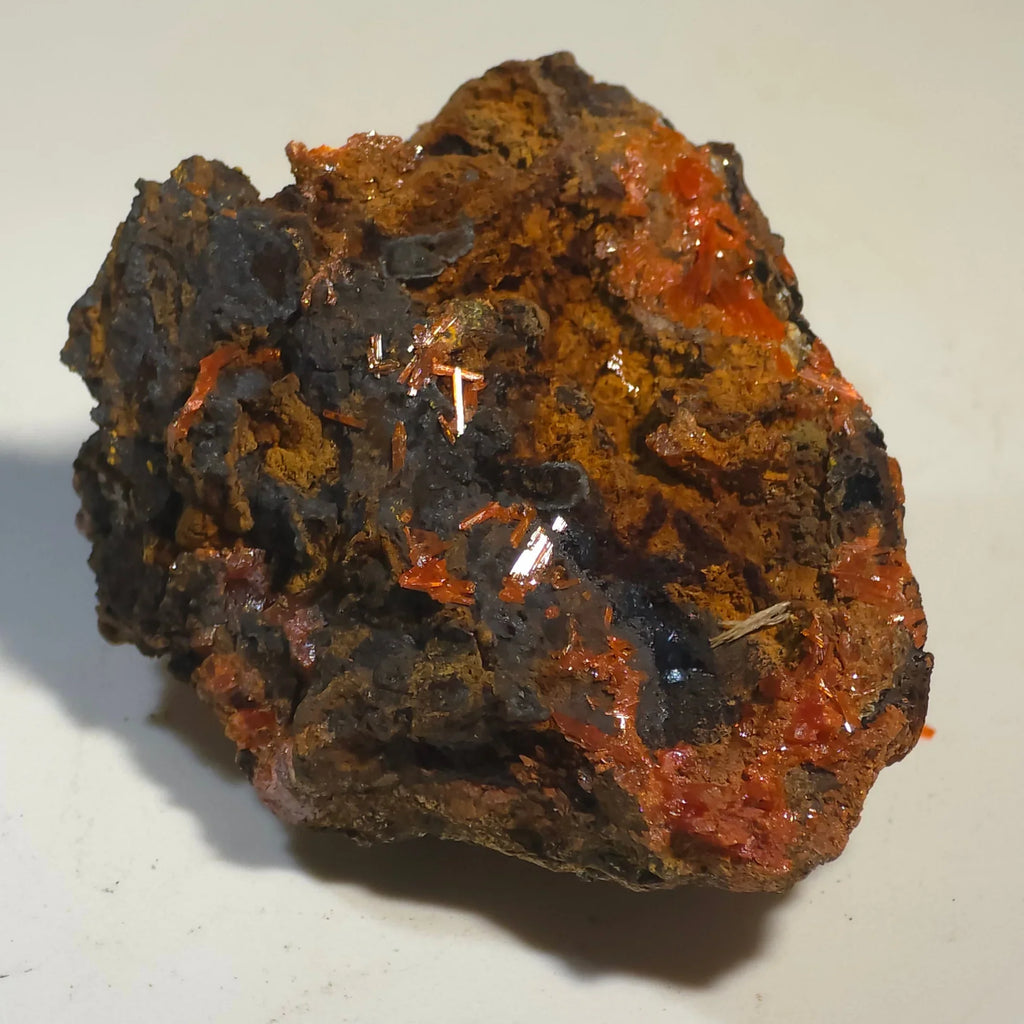 Copper crystals on matrix from Arizona, vibrant orange metallic mineral specimen for collectors