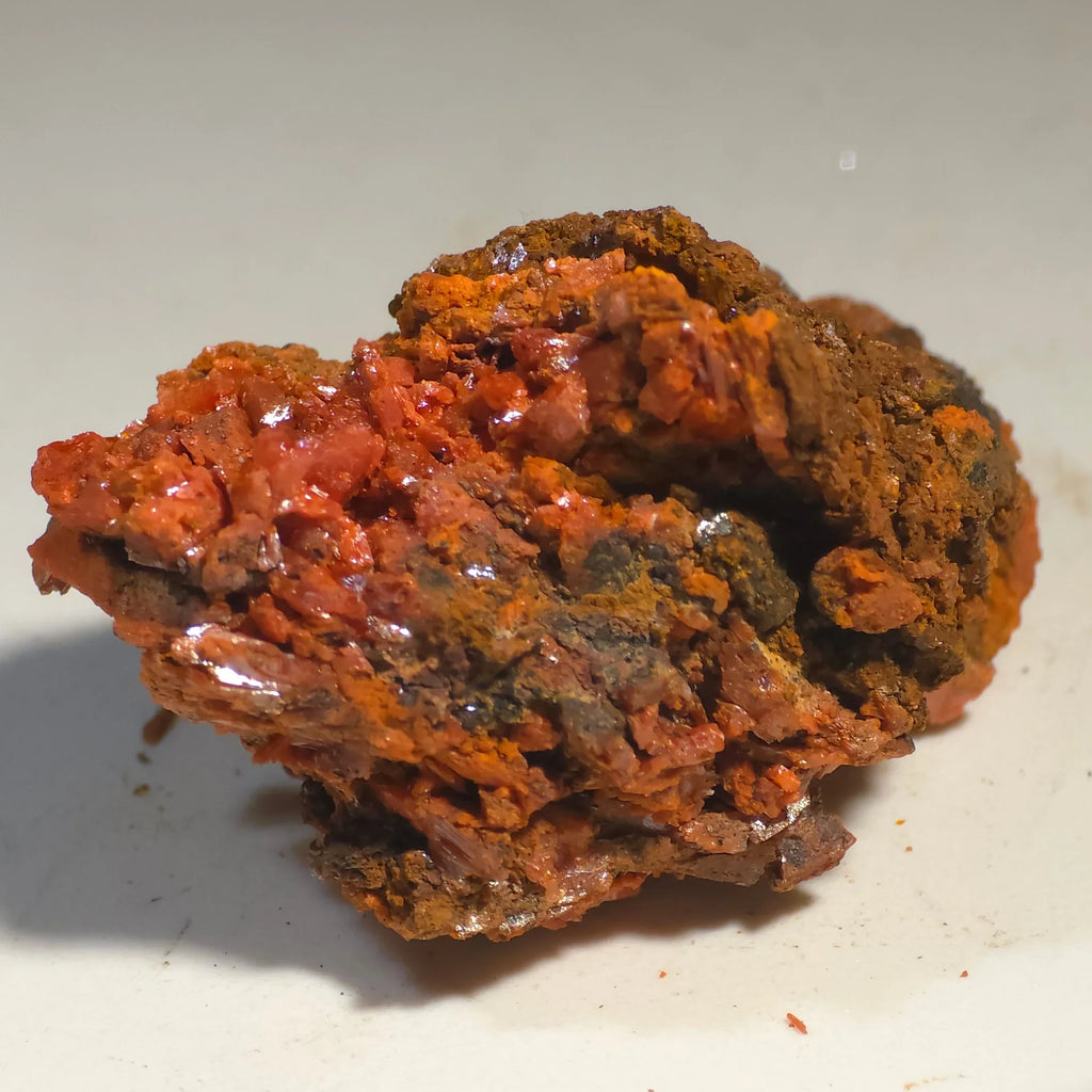 Cinnabar mineral specimen with vibrant red crystals on matrix, classic locality specimen for collectors