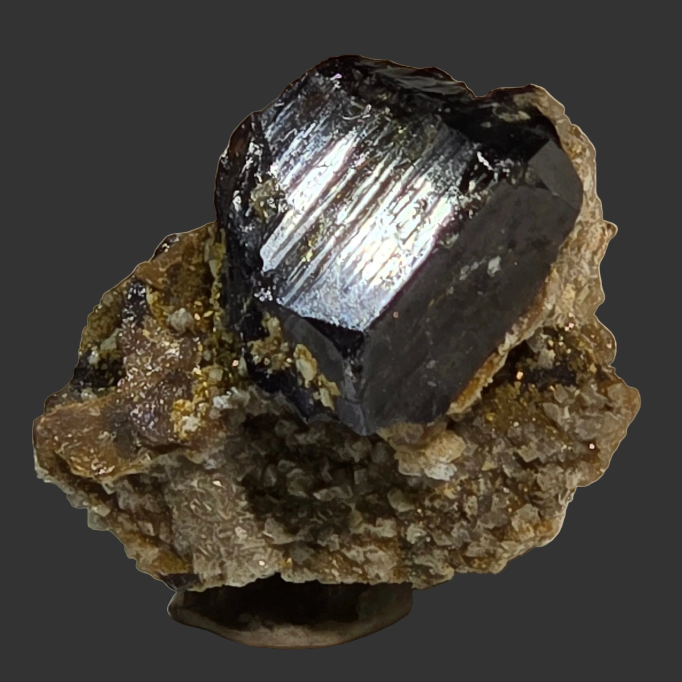 Cristaux de cassitérite pour collection (cristal unique sur matrice), mine de Kara, Tasmanie
