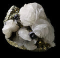 CALCITE on PYRITE, Renison Bell Mine TASMANIA