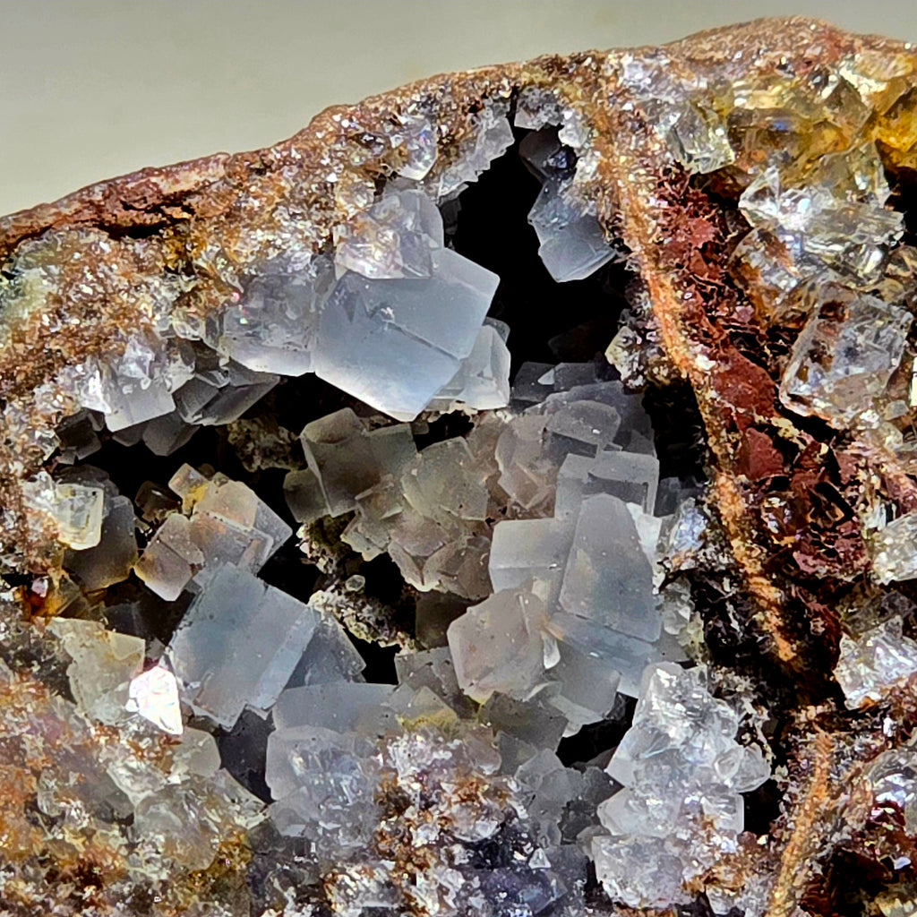 FLUORITE on SIDERITE and MAGNESITE (and with MAGNESITE INCLUSIONS), Mount Bischoff Tasmania