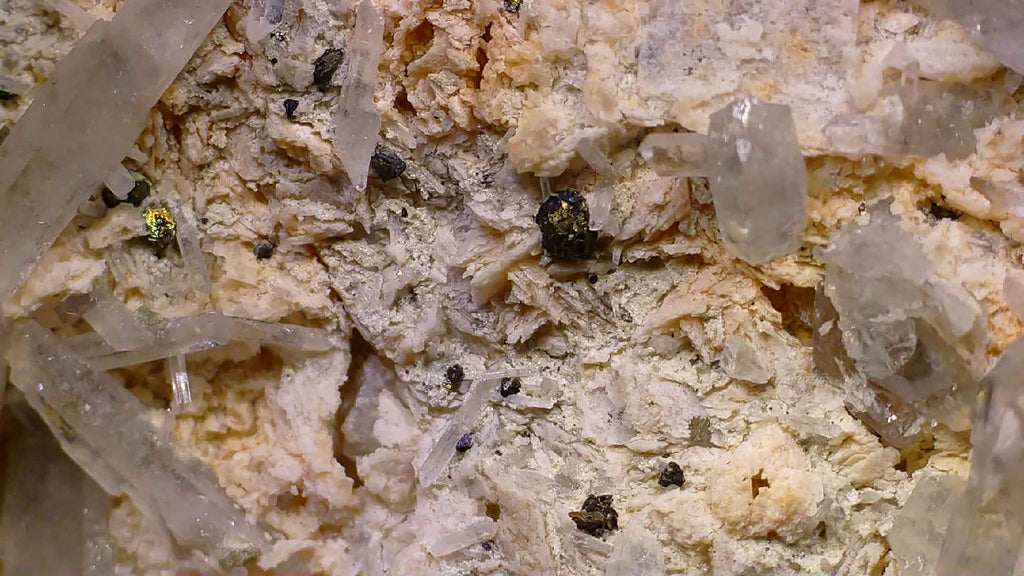 Pyrite on Quartz matrix, classic mineral specimen with golden cubic crystals and clear quartz