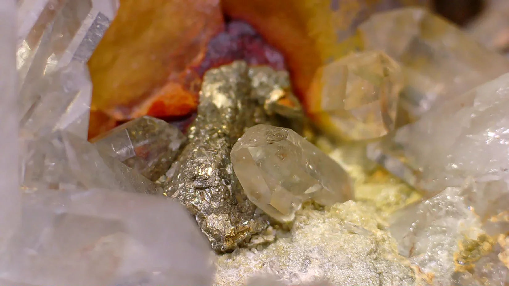 Pyrite with Quartz crystals, vibrant mineral specimen from classic locality