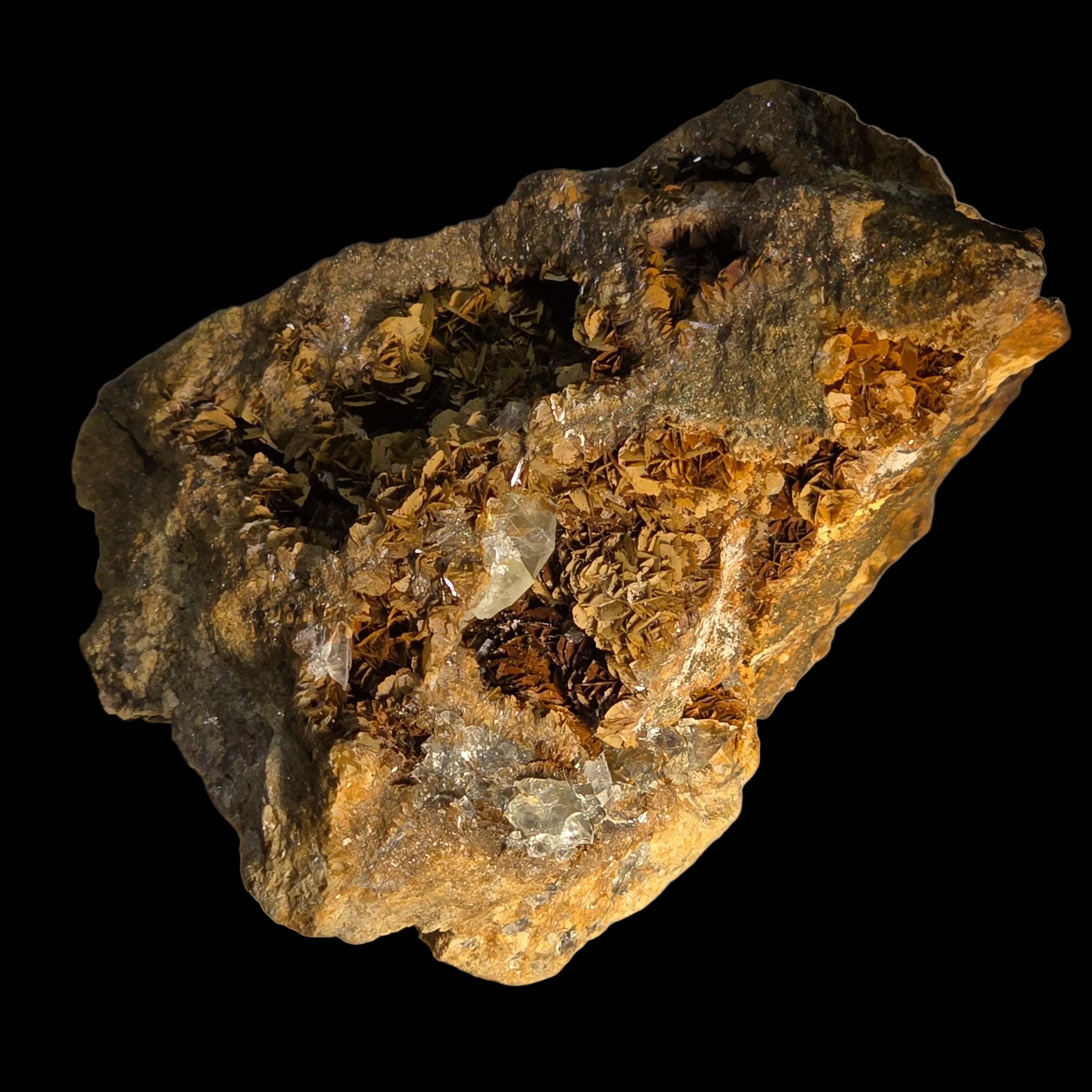 FLUORITE sur MAGNÉSITE, mine d'étain du mont Bischoff, Waratah, Tasmanie (petite vitrine)