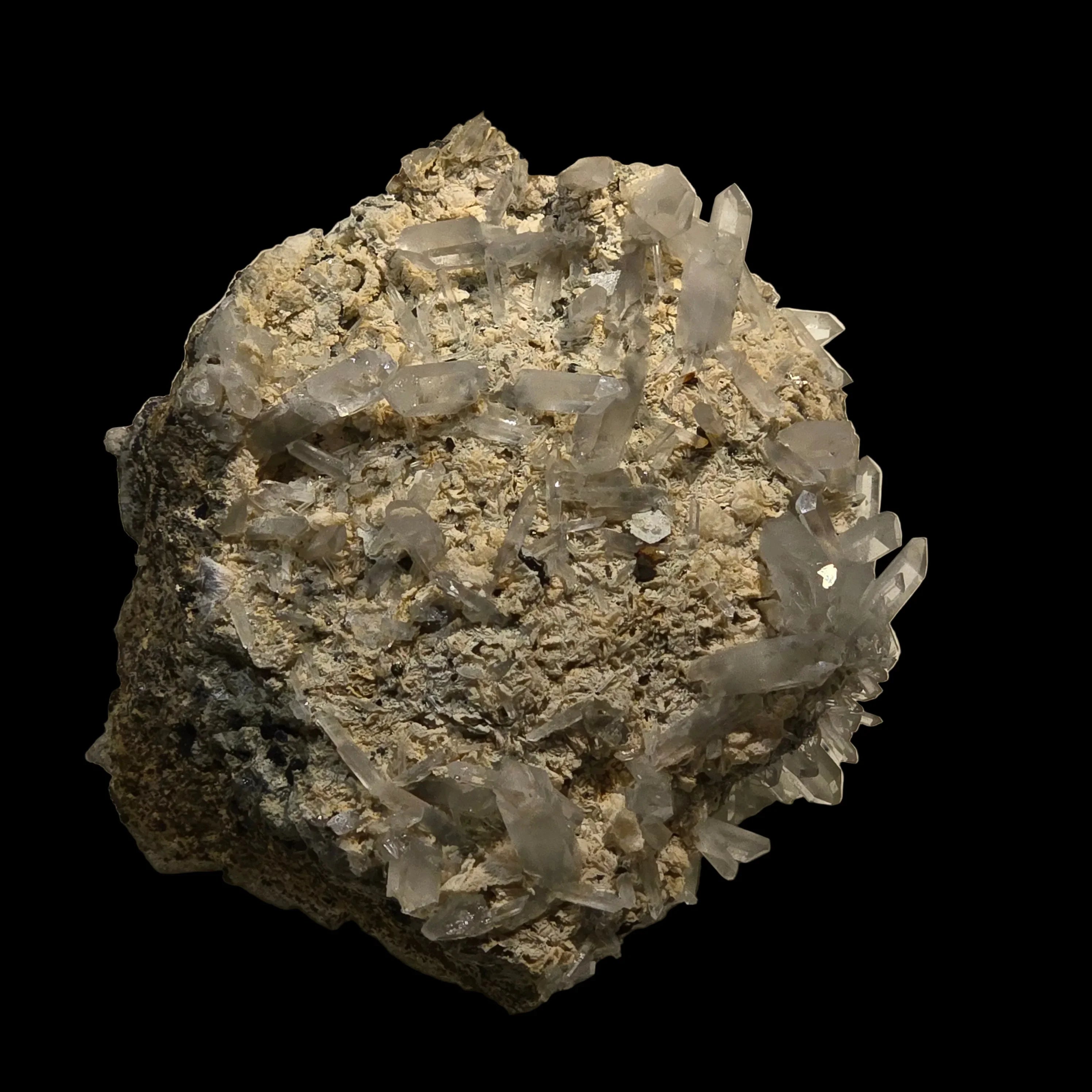 Quartz crystals on matrix, clear terminated points, mineral specimen for collectors