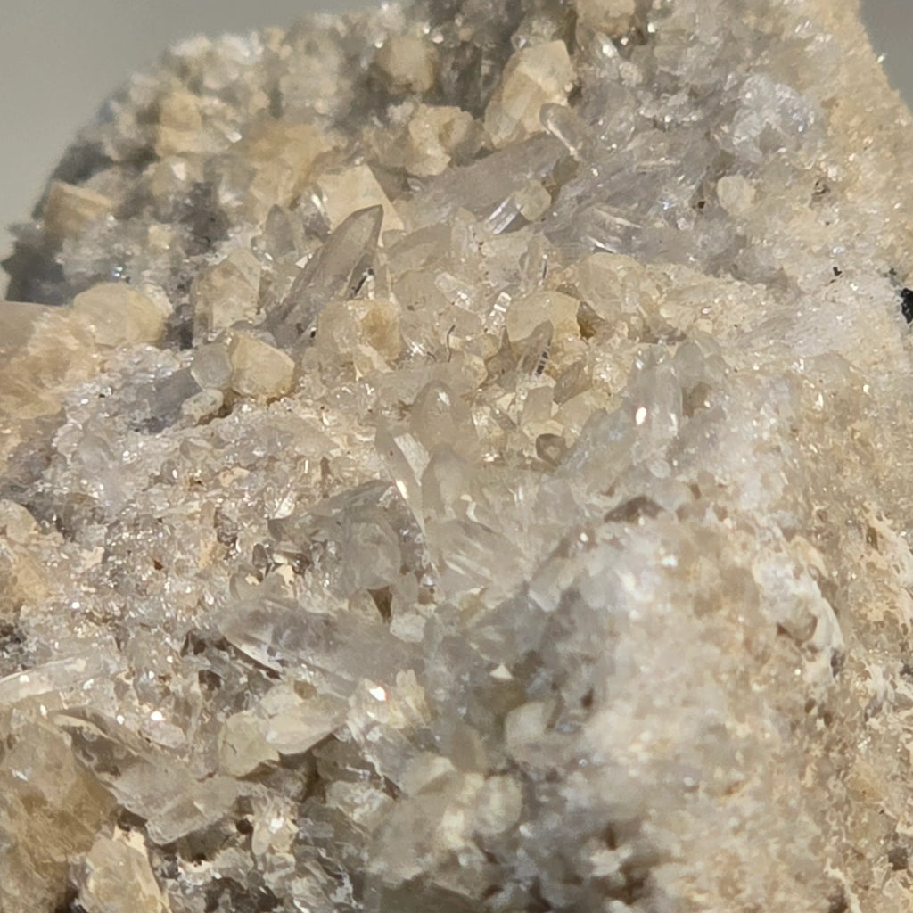 Quartz crystals with clear, pointed formations on matrix, mineral specimen for collectors