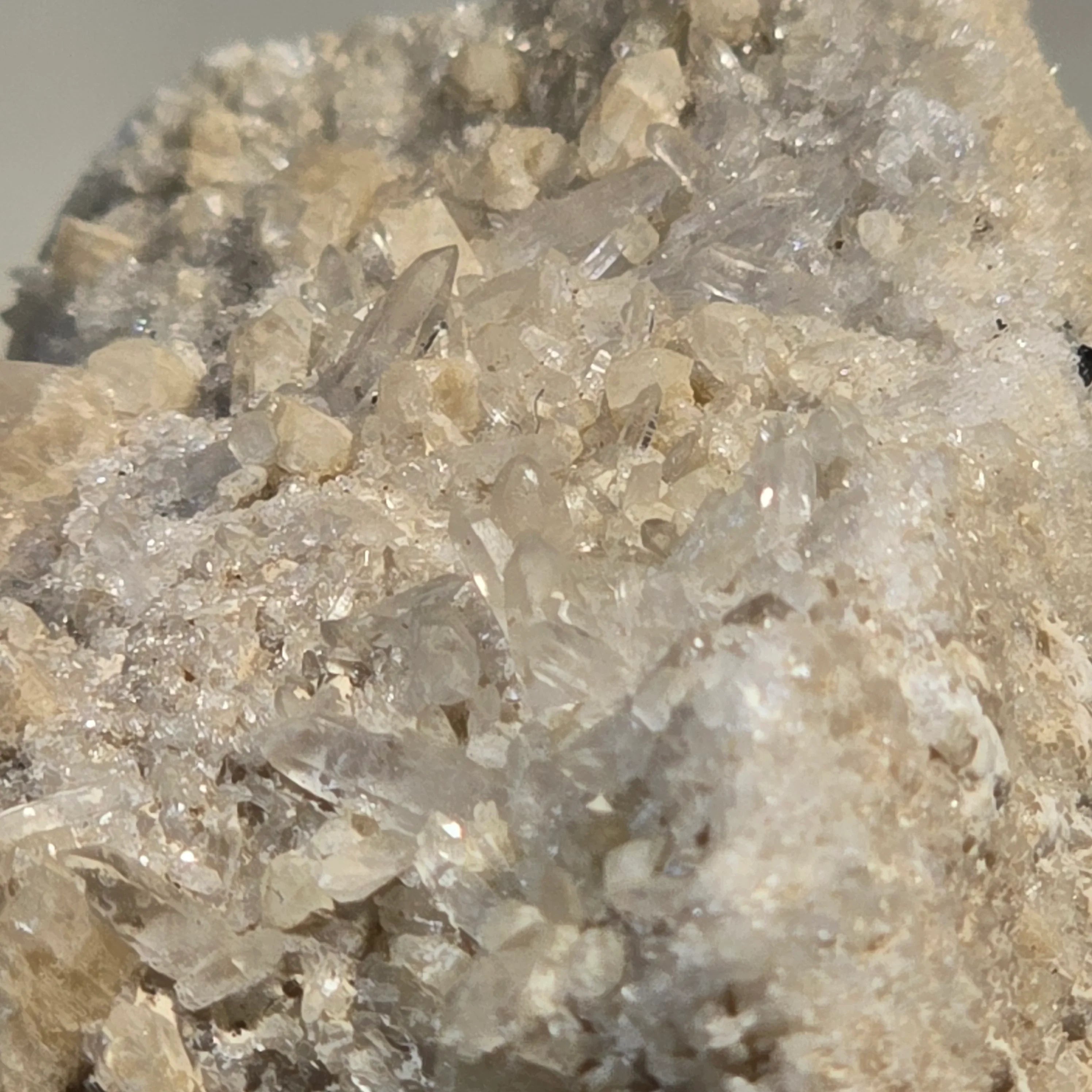 Quartz crystals with clear, pointed formations on matrix, mineral specimen for collectors