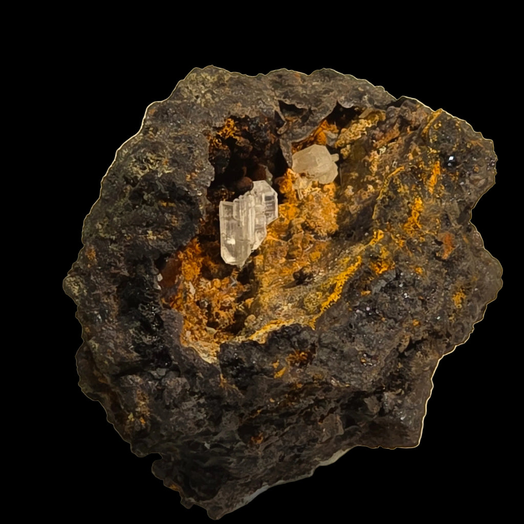 CERUSSITE in GOETHITE vug, Magnet Mine near WARATAH TASMANIA