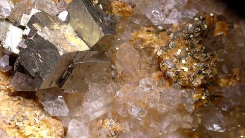 Pyrite cubes on quartz matrix, classic mineral specimen for collectors