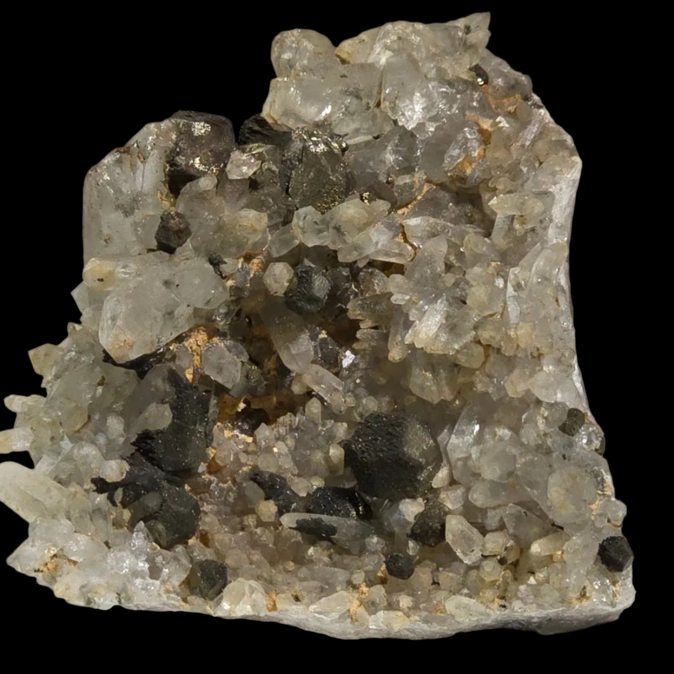 CALCITE, PYRITE recouverte de BRAVOITE, QUARTZ, MINE MMG, ROSEBERY, TASMANIE