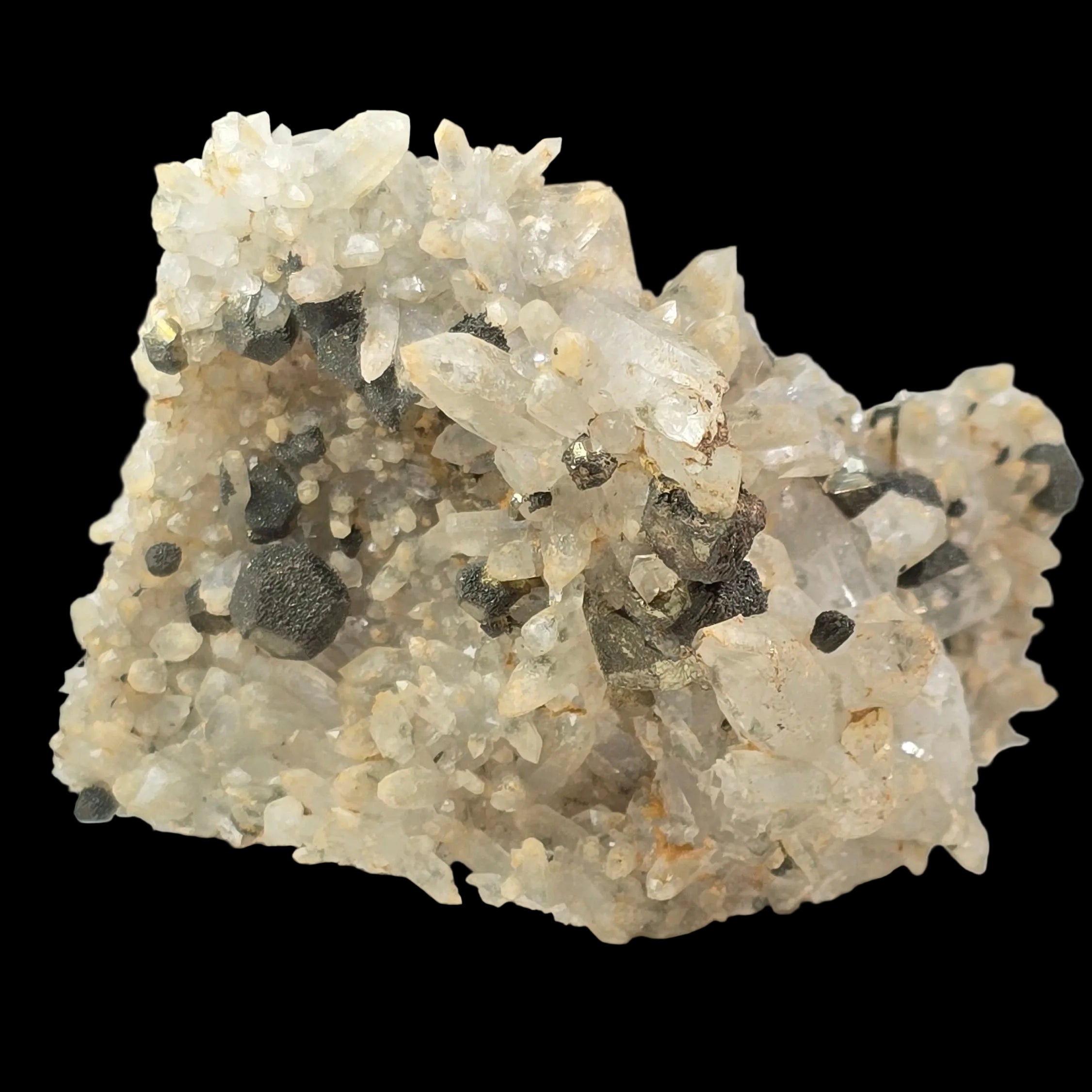 CALCITE, PYRITE recouverte de BRAVOITE, QUARTZ, MINE MMG, ROSEBERY, TASMANIE