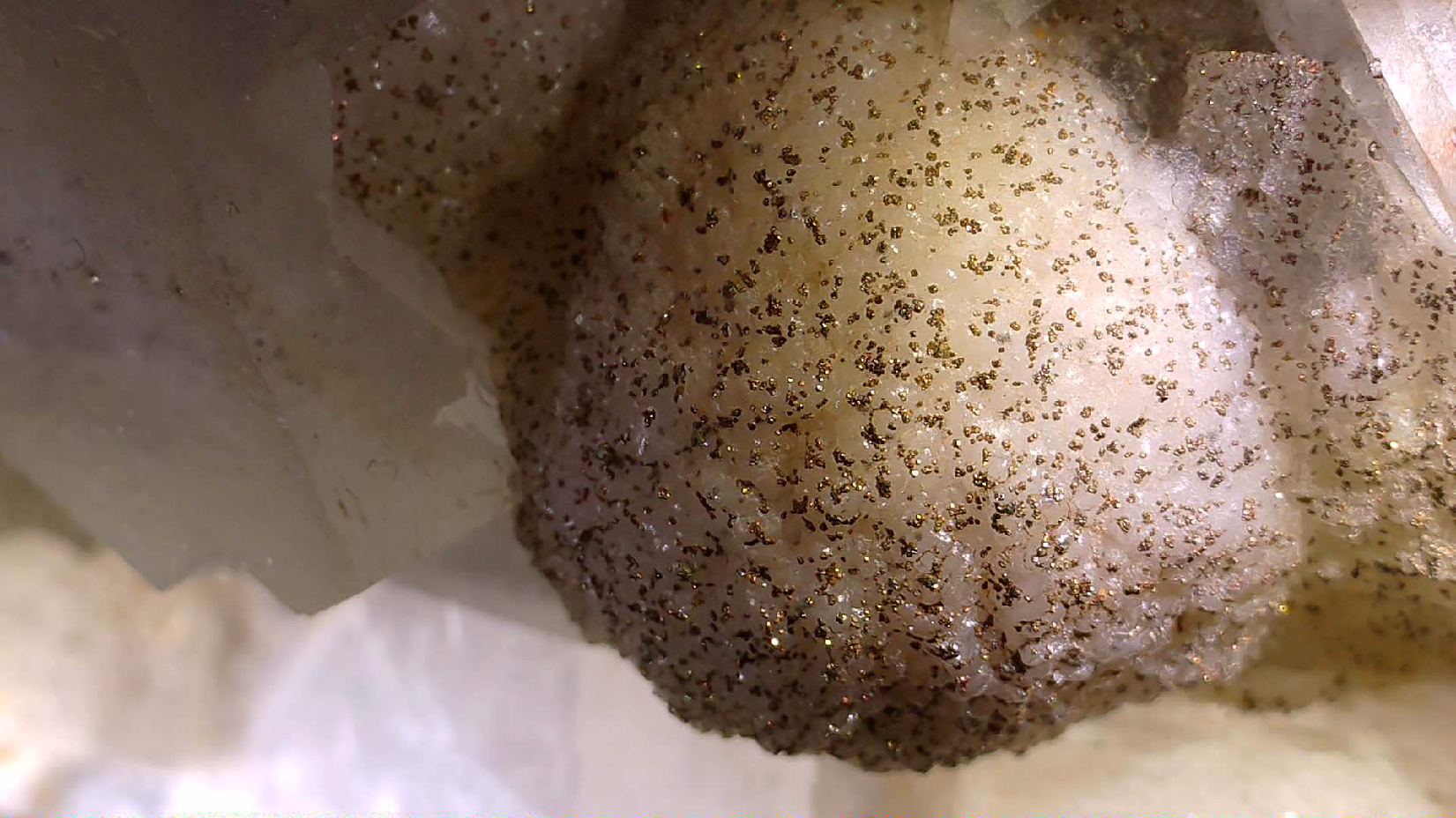 QUARTZ, CALCITE with MICROSCOPIC SIZED PYRITE Renison Bel Mine TASMANIA (small cabinet) (Copy)