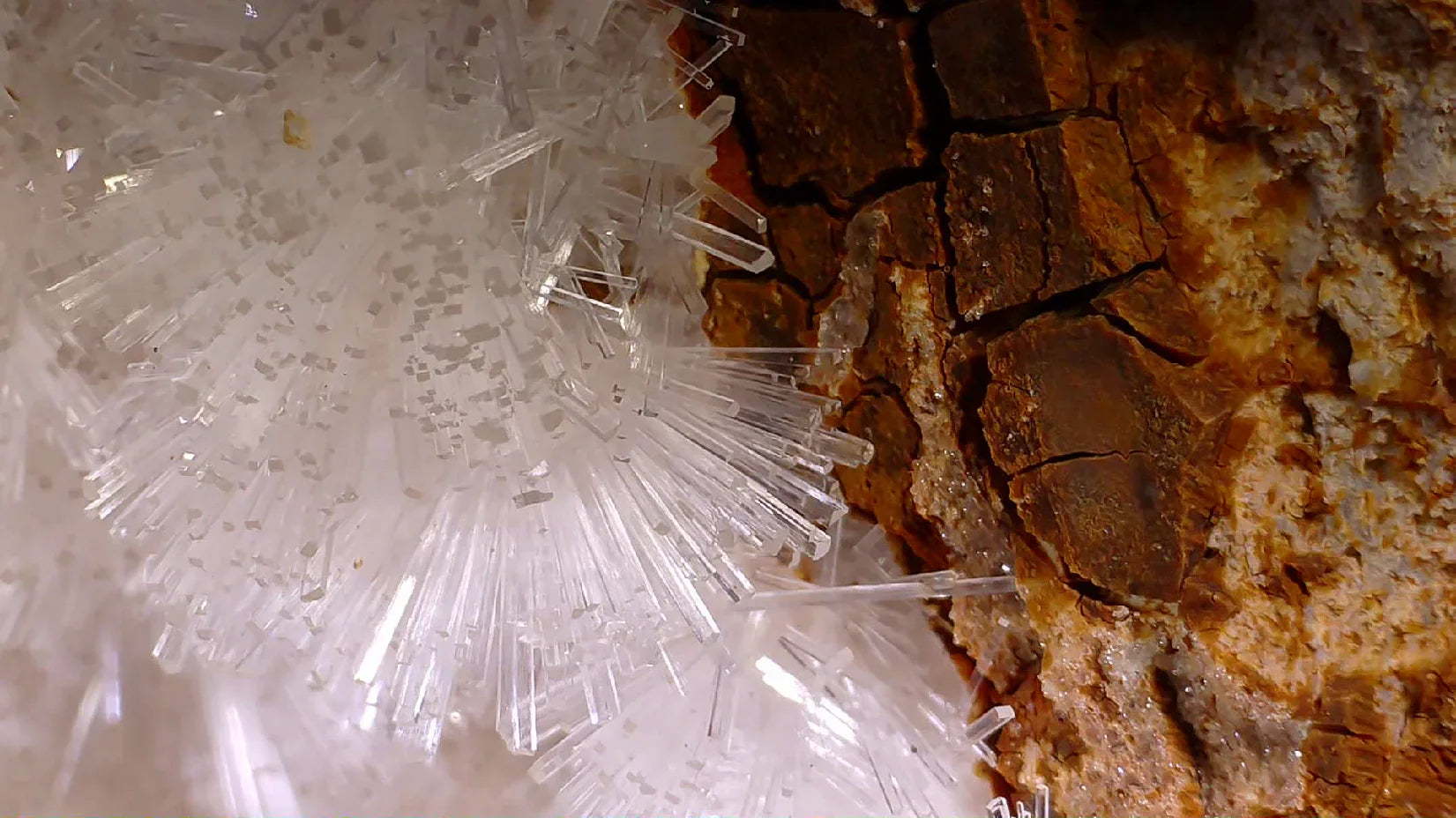 Clear Quartz Crystal Cluster from Brazil, sparkling mineral specimen on rugged matrix