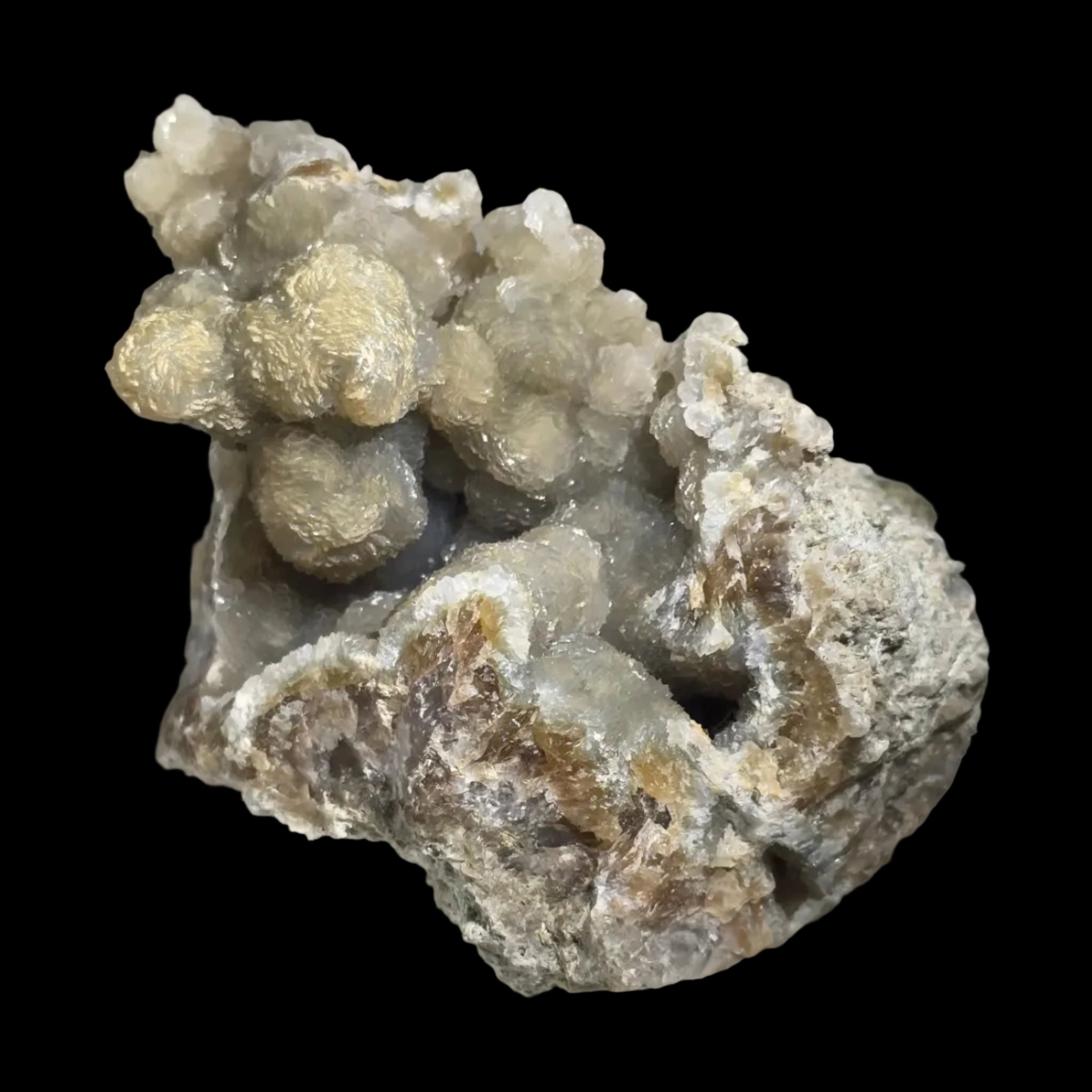 CALCITE ON BOTRYOIDAL CHALCEDONY, Kara Mine Tasmania