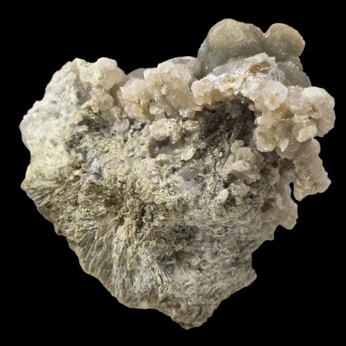 Calcite on Barite specimen from Morocco, featuring clustered white crystals over textured matrix