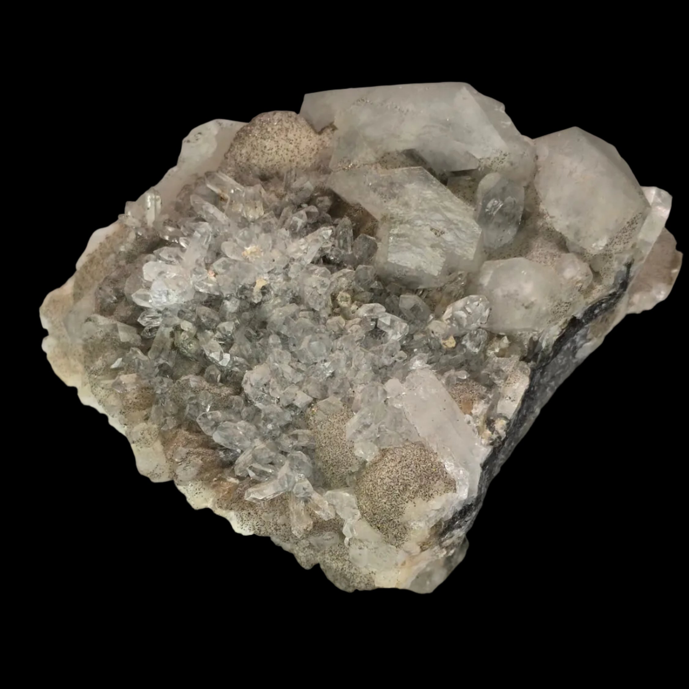 QUARTZ, CALCITE with MICROSCOPIC SIZED PYRITE Renison Bel Mine TASMANIA (small cabinet) (Copy)