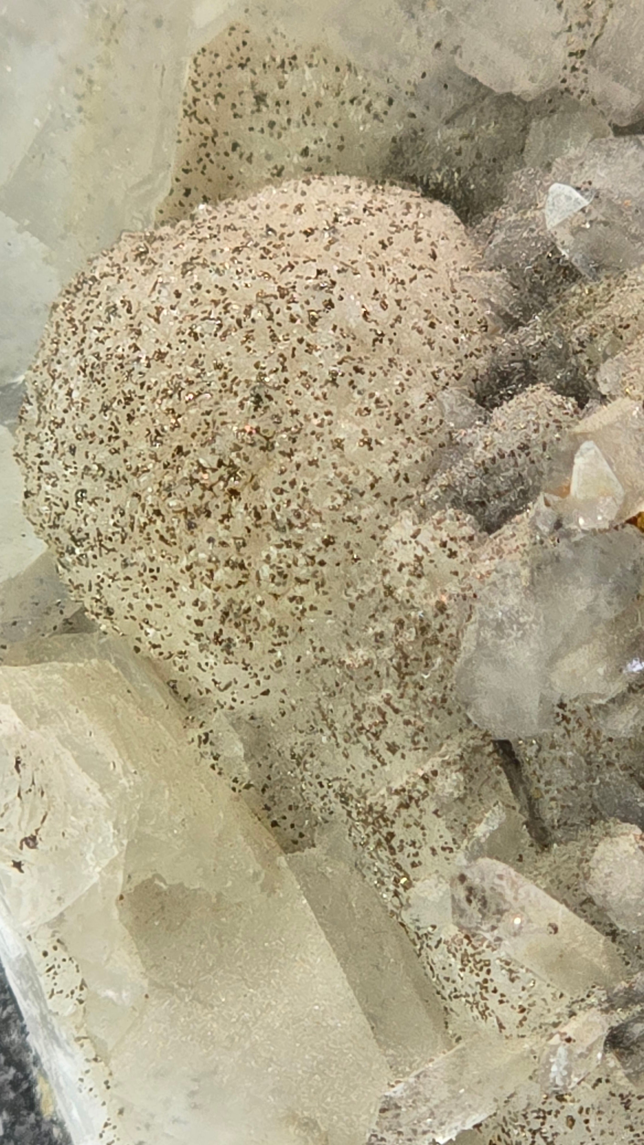 QUARTZ, CALCITE with MICROSCOPIC SIZED PYRITE Renison Bel Mine TASMANIA (small cabinet) (Copy)