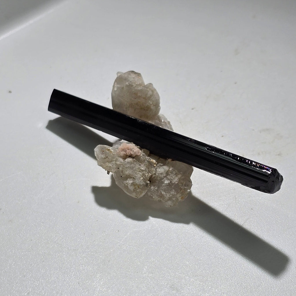 ELBAITE TOURMALINE on QUARTZ, GOLCONDA MINAS GERAIS, BRAZIL (small cabinet) 77 mm crystal