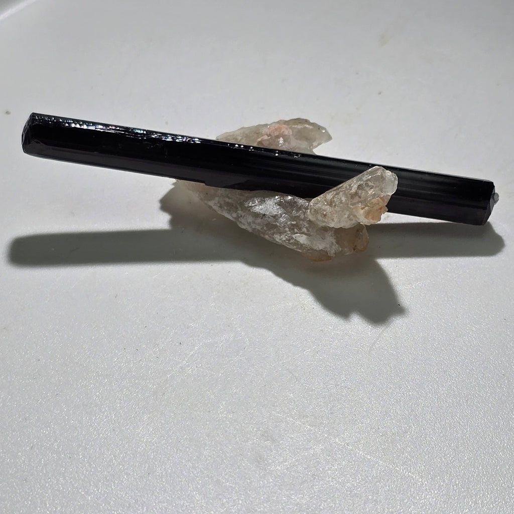 ELBAITE TOURMALINE on QUARTZ, GOLCONDA MINAS GERAIS, BRAZIL (small cabinet) 77 mm crystal