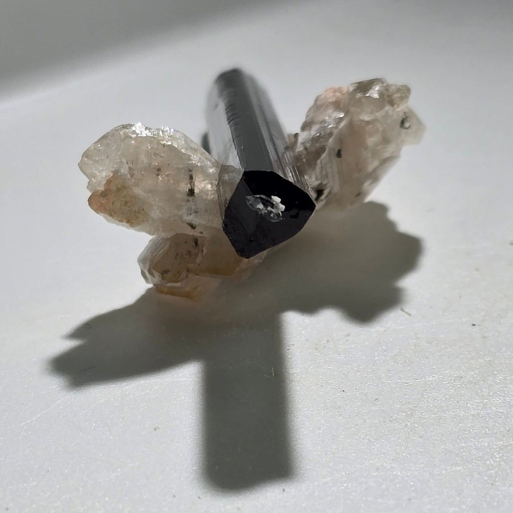 ELBAITE TOURMALINE on QUARTZ, GOLCONDA MINAS GERAIS, BRAZIL (small cabinet) 77 mm crystal