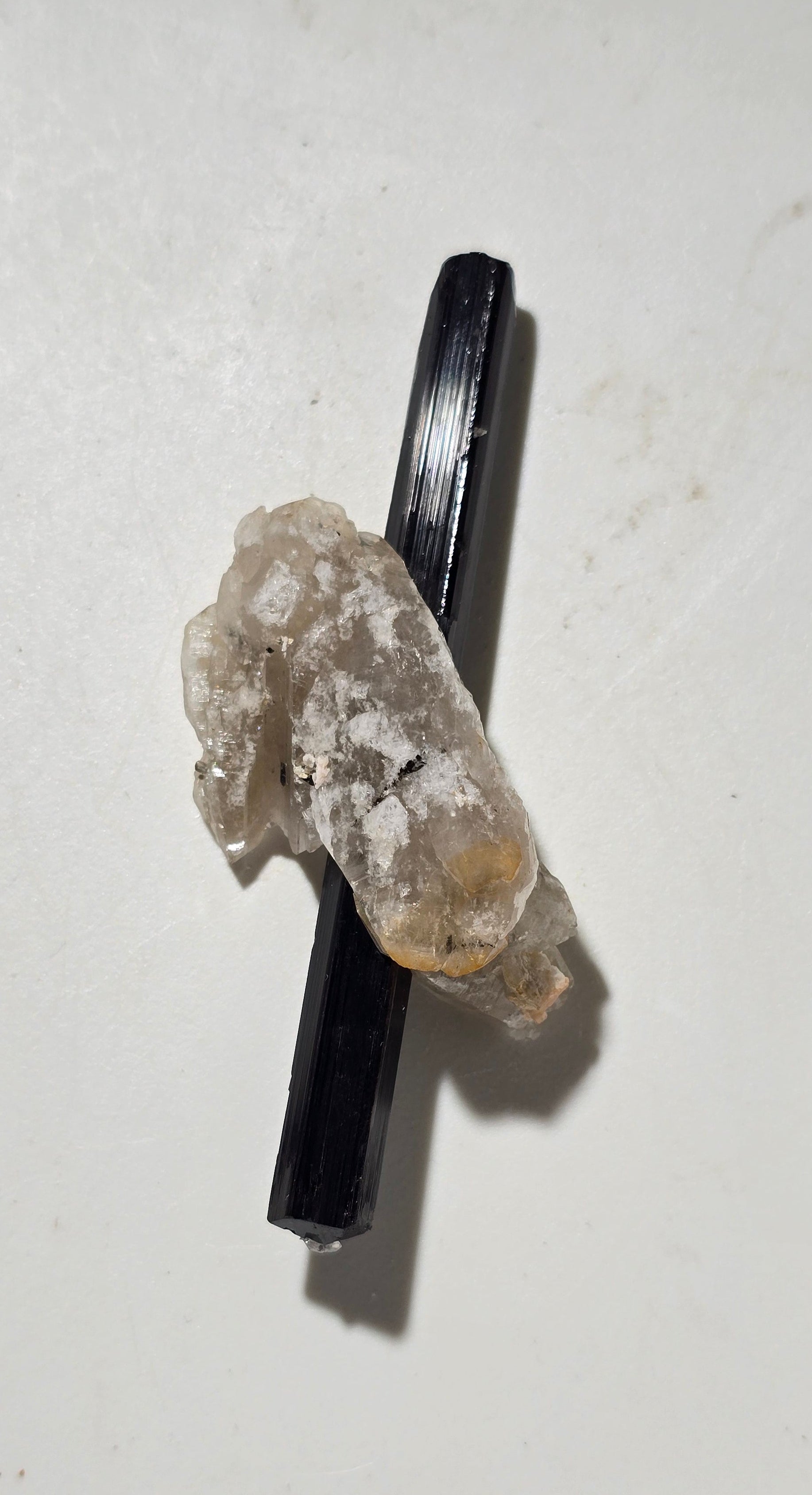 ELBAITE TOURMALINE on QUARTZ, GOLCONDA MINAS GERAIS, BRAZIL (small cabinet) 77 mm crystal