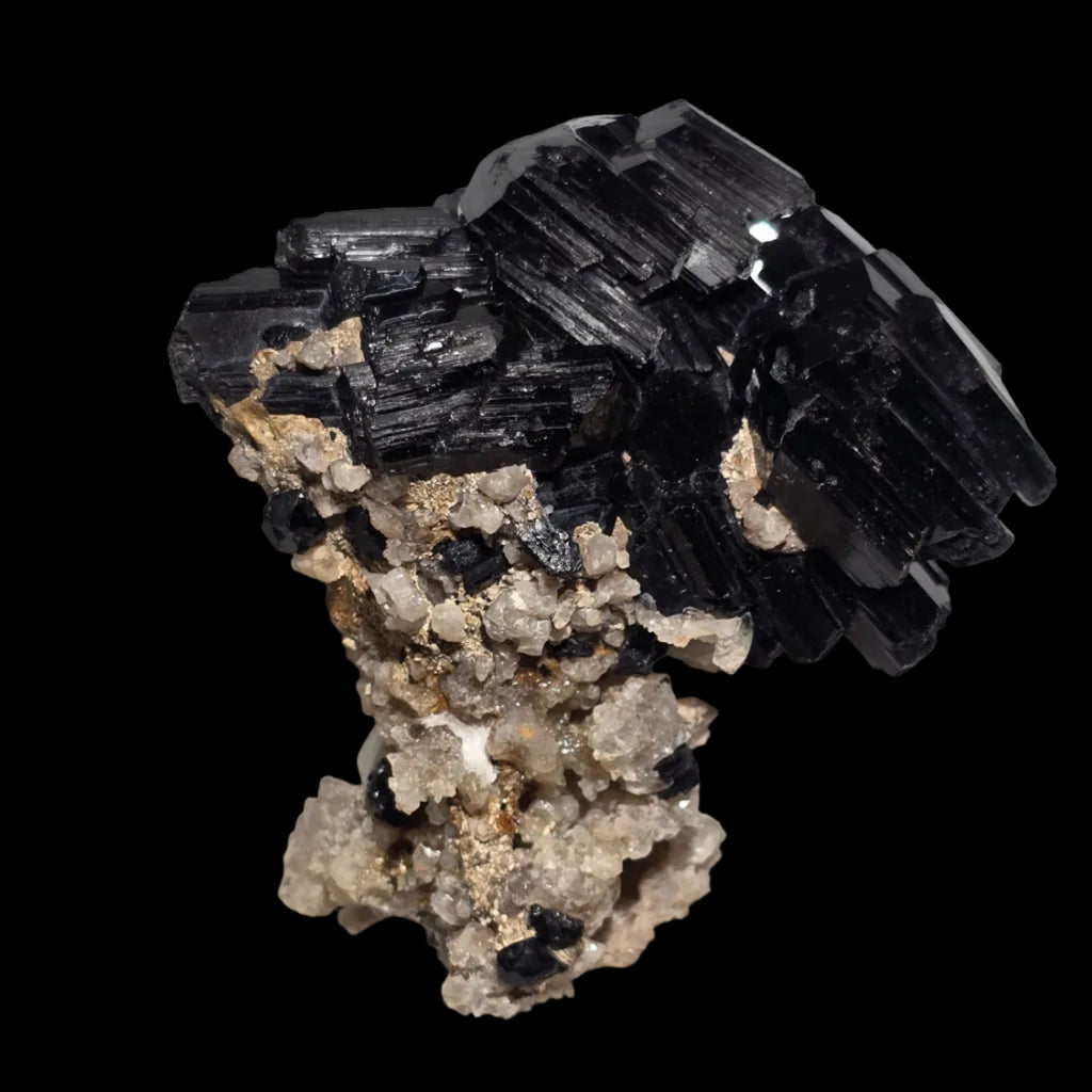 SCHORL (tourmaline noire) sur microcline, monts Erongo, Namibie