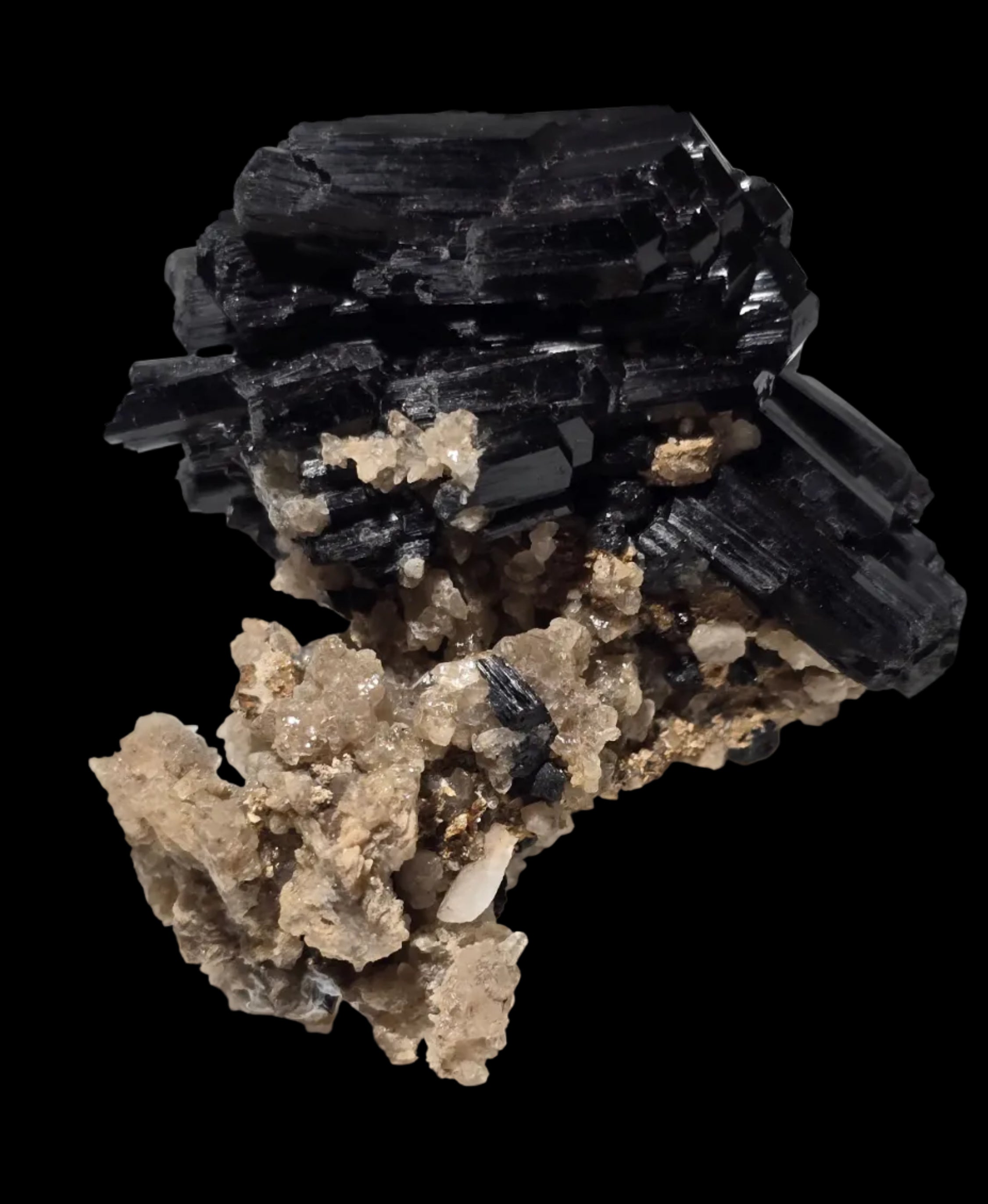 SCHORL (tourmaline noire) sur microcline, monts Erongo, Namibie