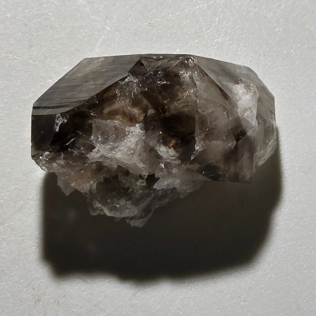 Smoky Quartz Crystal Specimen with Clear Quartz Inclusions, Natural Mineral for Collectors