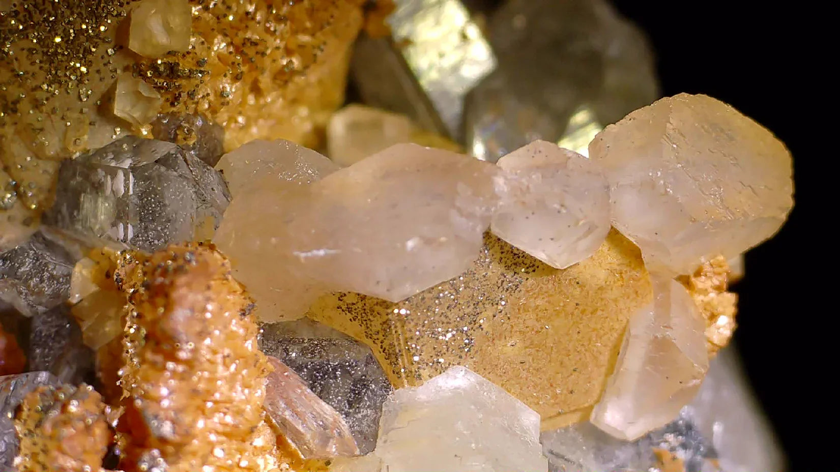 Quartz crystals with pyrite and galena, mineral specimen from classic locality