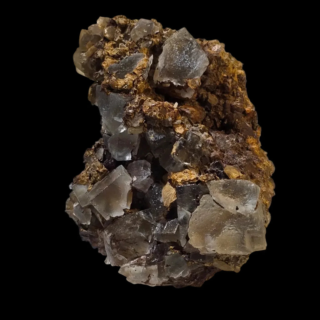Fluorite crystal specimen with cubic formations on matrix, classic mineral collection piece