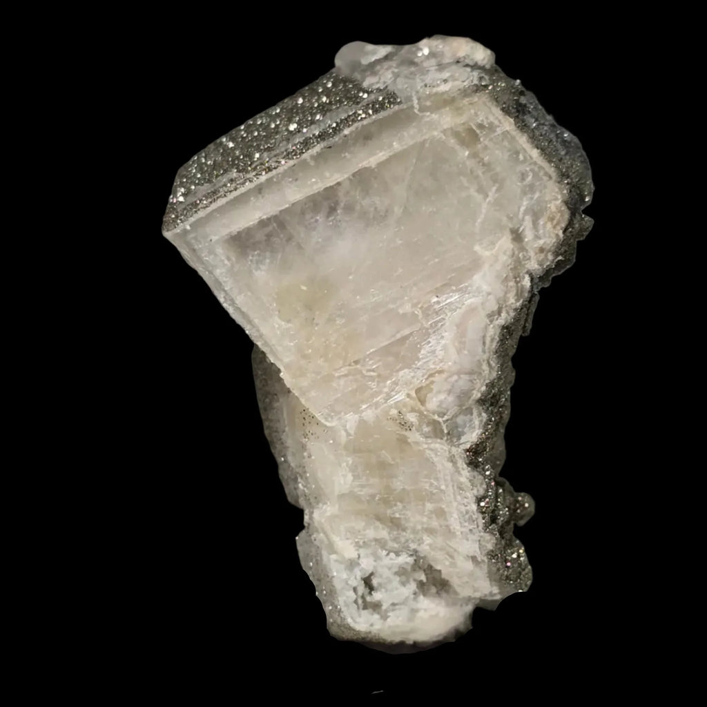 Quartz crystal with pyrite inclusions, classic mineral specimen for collectors