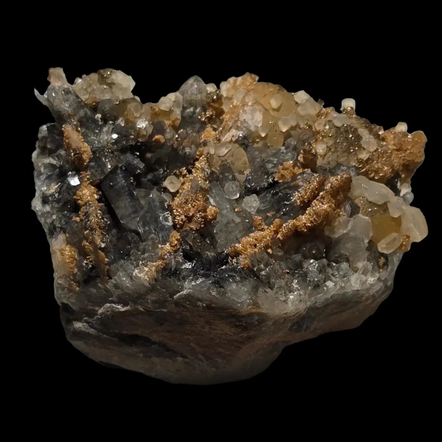 Quartz with Hematite Inclusions from Brazil, mineral specimen with clear crystals and earthy tones