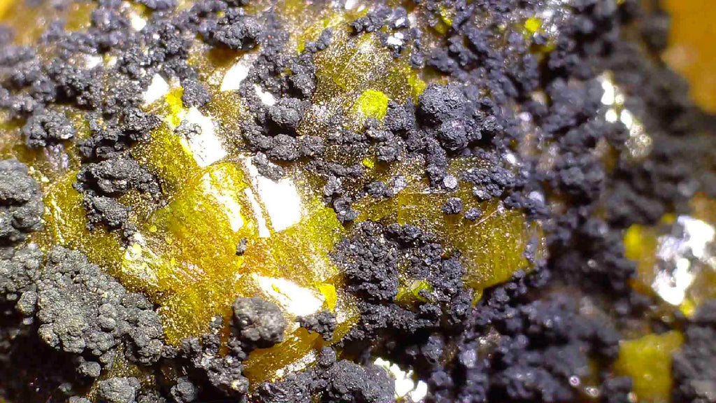Sphalerite with Galena from Peru, vibrant yellow crystals on dark matrix, mineral specimen for collectors