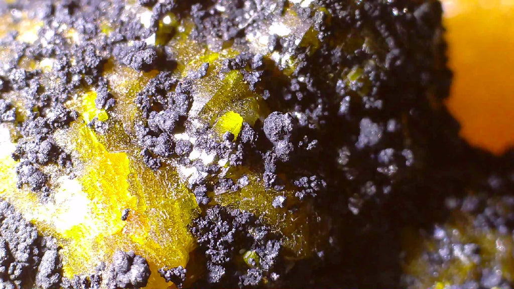 Vibrant yellow sulfur crystals with dark matrix, mineral specimen from classic locality