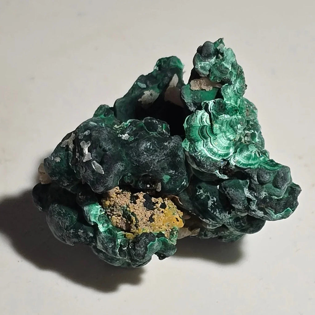 Malachite with yellow sulfur, Tsumeb, Namibia mineral specimen for collectors