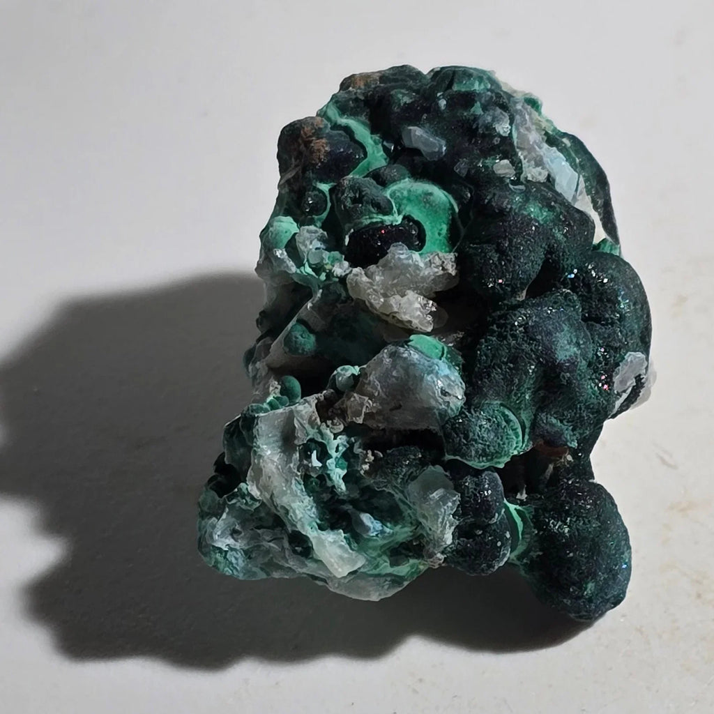 Malachite with Quartz specimen, vibrant green and white mineral cluster, natural crystal formation