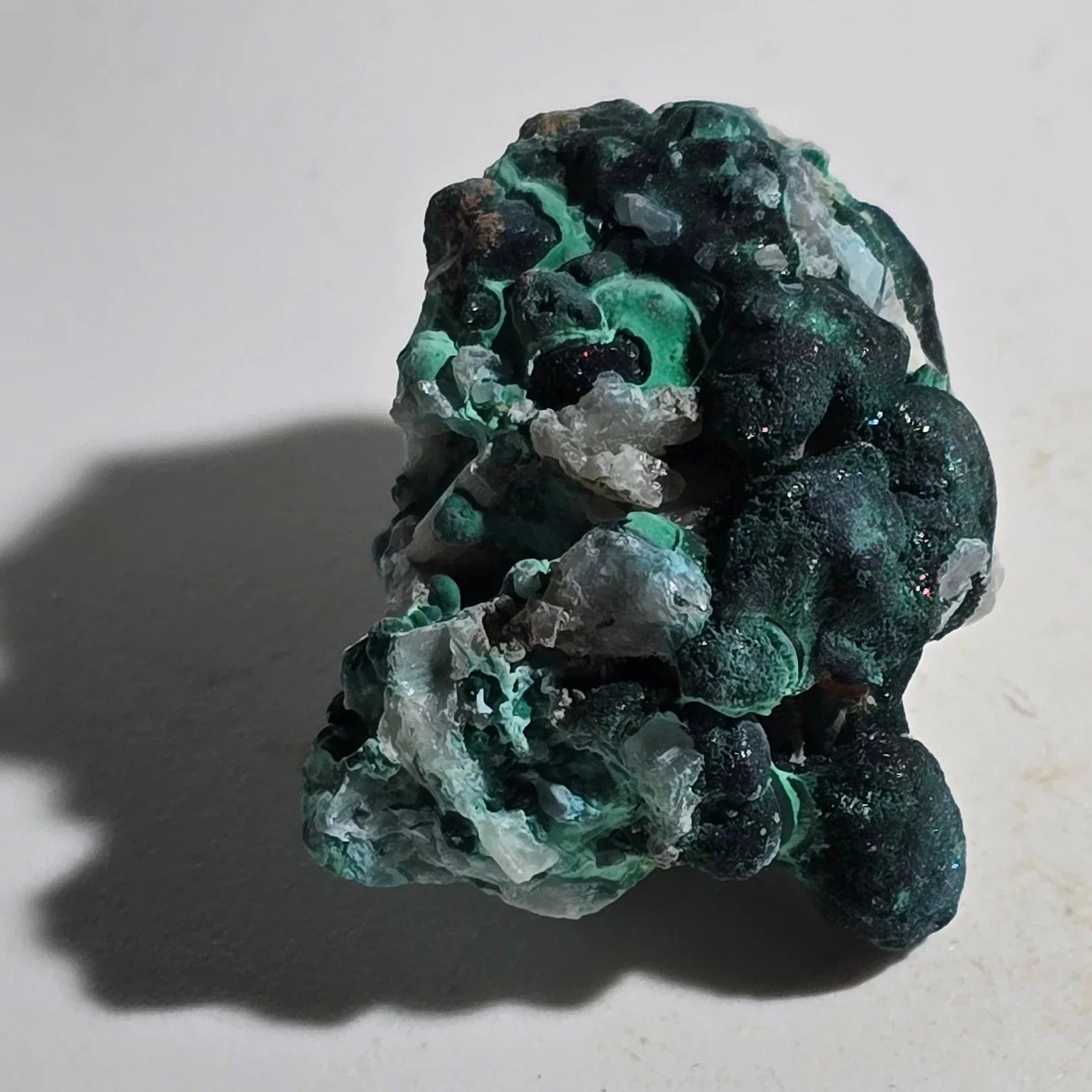 Malachite with Quartz specimen, vibrant green and white mineral cluster, natural crystal formation