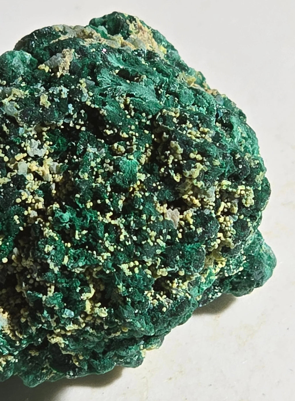 Malachite with Chrysocolla mineral specimen, vibrant green and yellow hues, natural crystal formation