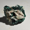 Malachite with Calcite crystals, vibrant green and white mineral specimen for collectors