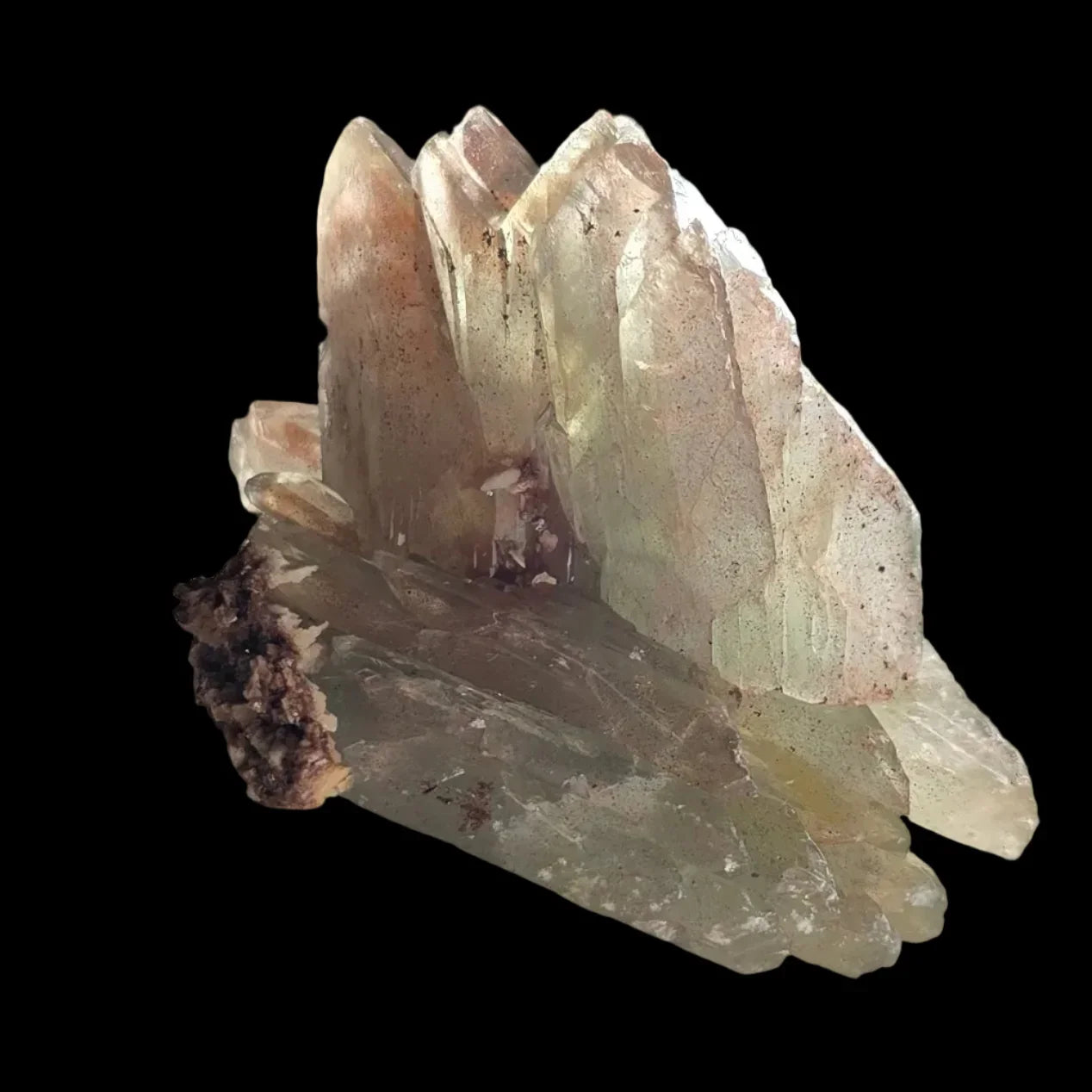 Fluorite crystal cluster from China, translucent with green and purple hues, natural mineral specimen