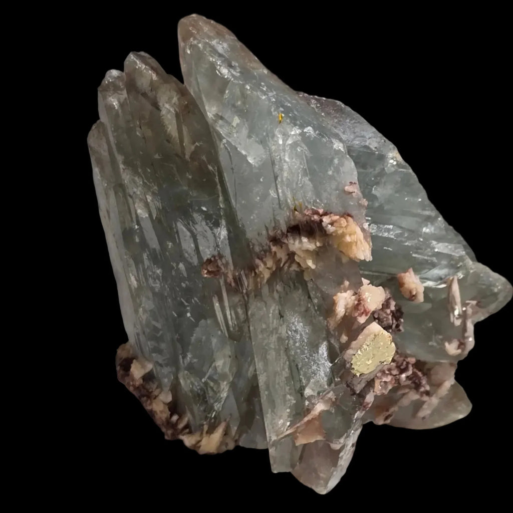 Fluorite crystal cluster with calcite and pyrite inclusions, classic mineral specimen