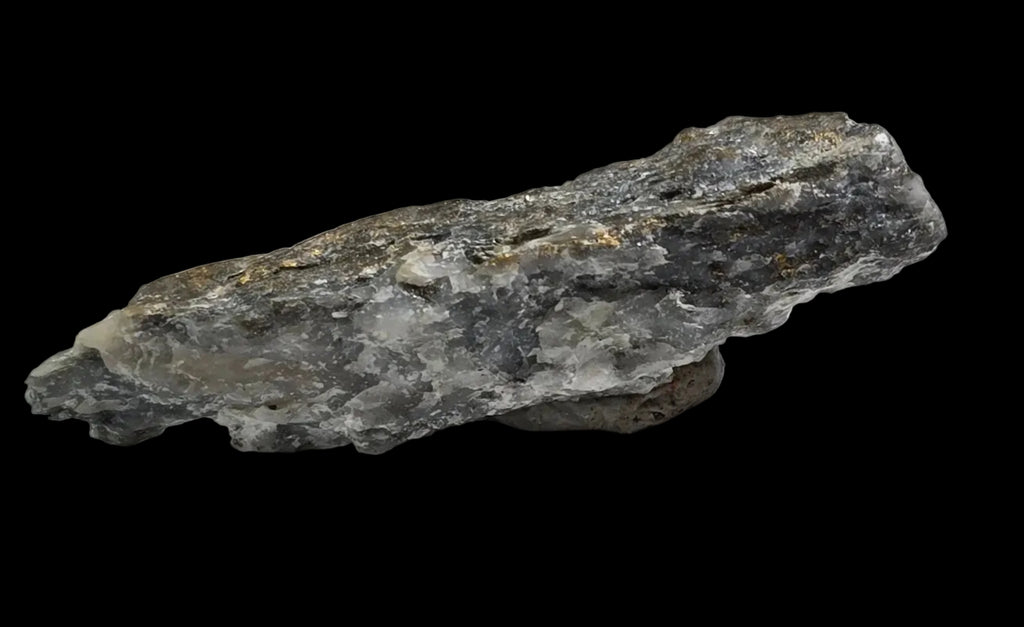 GOLD (ORE) , Muscovite, Chalcopyrite in quartz, Henty Gold Mine, Rosebery, Tasmania