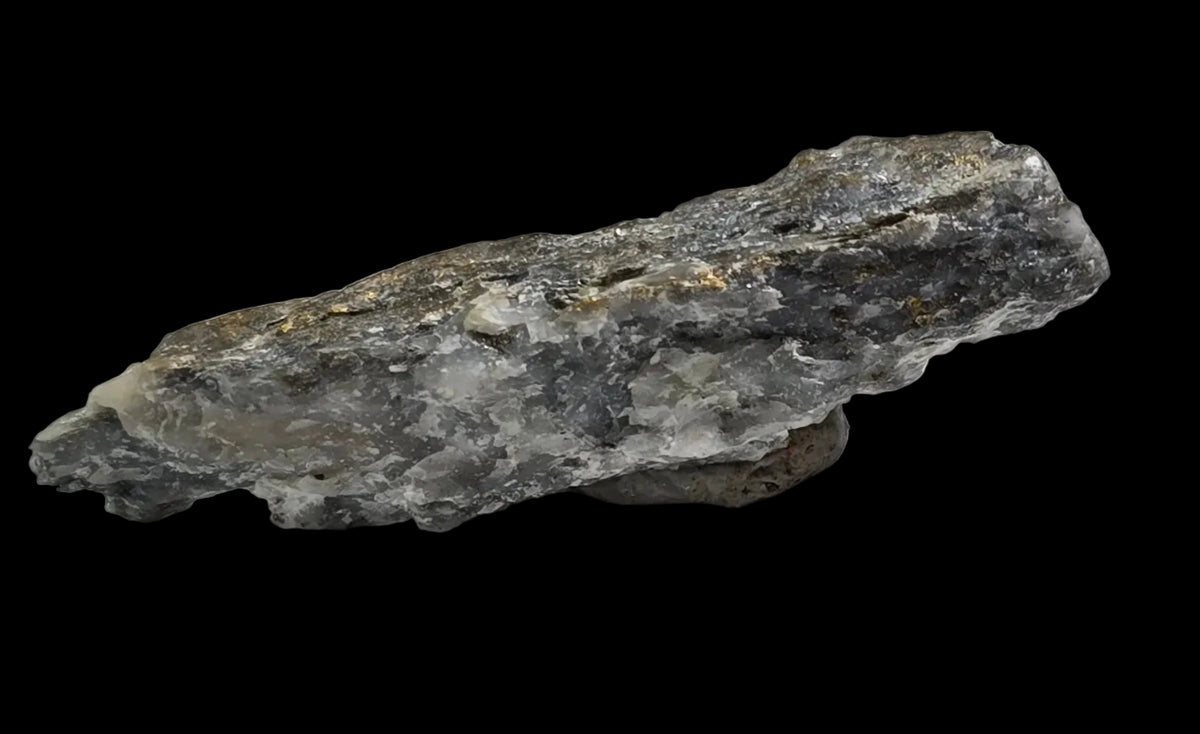 GOLD (ORE) , Muscovite, Chalcopyrite in quartz, Henty Gold Mine, Rosebery, Tasmania
