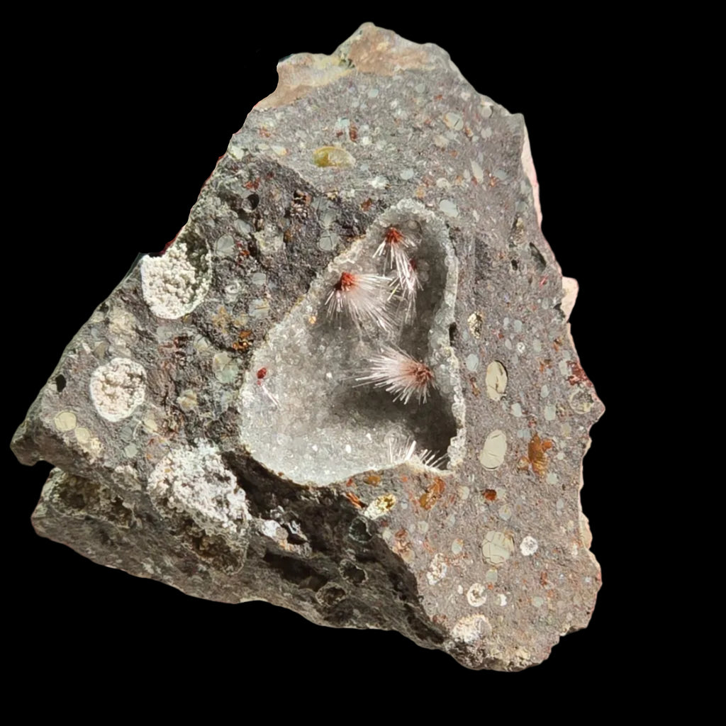 THOMSONITE on Analcime with Natrolite, Sunderland Bluff, Phillip Island, Bass Coast Shire, Victoria, Australia
