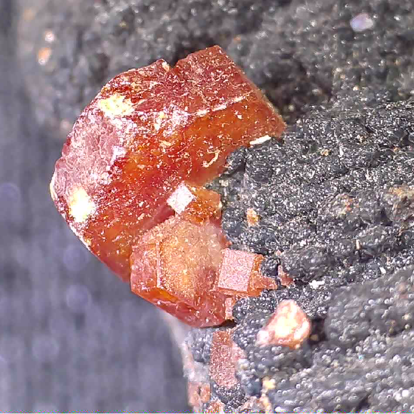 VANADINIT auf BARYT, MIBLADEN MAROKKO (Miniatur)